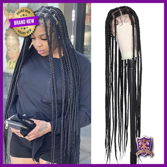 42 Inch Full Lace Knotless Box Braided Wig Lightweight Synthetic Handmade main image 5